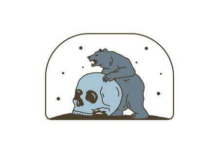Bear and skull vintage illustration designのイラスト素材