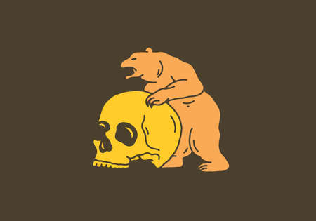 Bear and skull vintage illustration design