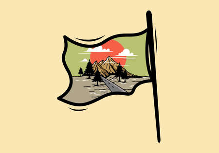 Middle road and mountain illustration design