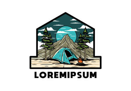Mountain camping using dome tents designのイラスト素材