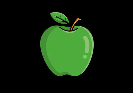 Green color of apple fruit illustration designのイラスト素材