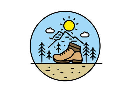 Line art illustration of outdoor shoes designのイラスト素材