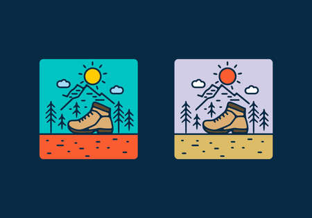 Line art illustration of outdoor shoes designのイラスト素材