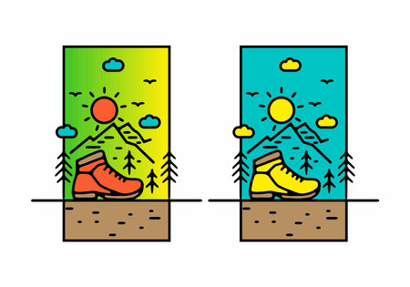 Line art illustration of outdoor shoes designのイラスト素材