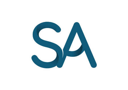 Blue color of SA initial letter designの写真素材