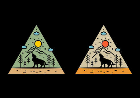Line art illustration of wild wolf design