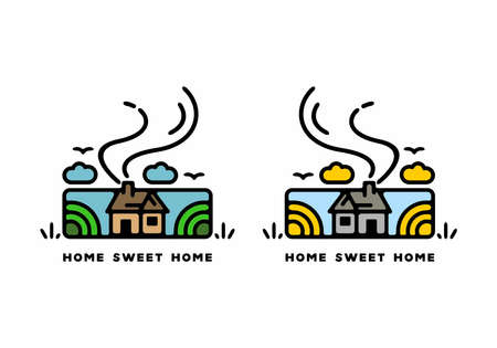 Colorful Home sweet home line art illustration designのイラスト素材