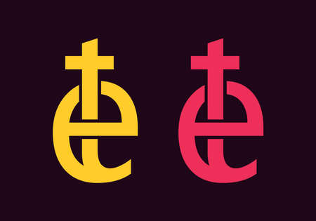 Unique of TE or ET initial letter designのイラスト素材