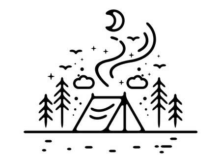 Line art illustration of camping tent designのイラスト素材