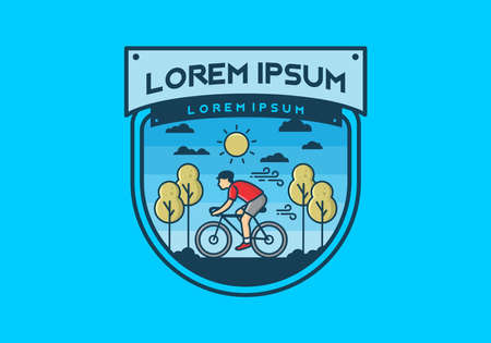 Riding a bicycle flat illustration designのイラスト素材