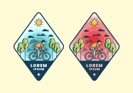 Riding a bicycle flat illustration designのイラスト素材