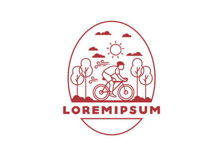 illustration badge of riding bicycle designのイラスト素材