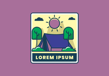 Camping in nature flat illustration designのイラスト素材