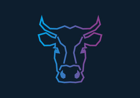 Unique cow head in straight lines style design
