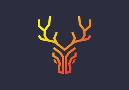 Stiff art style of deer head designのイラスト素材