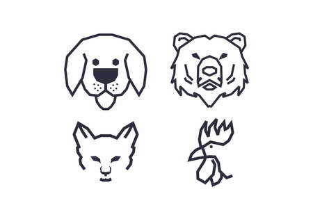 Stiff art style of animal head designのイラスト素材