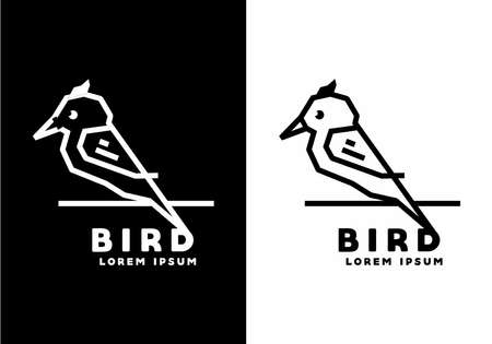 Stiff art style of black and white bird designのイラスト素材