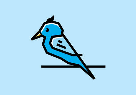 Stiff art style of blue bird designのイラスト素材