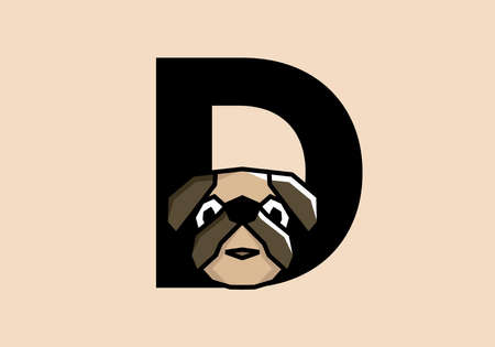 D initial letter with cute doggy head designのイラスト素材