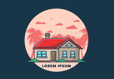 Colorful simple dream house flat illustration designのイラスト素材