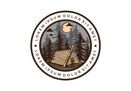 Wood cabin in the jungle illustration drawing designのイラスト素材