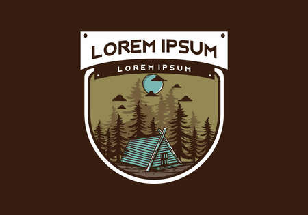 Wood cabin in the jungle illustration drawing designのイラスト素材