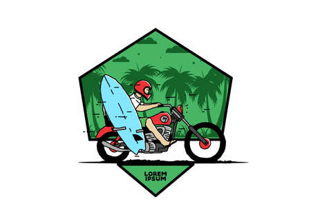 Ride motorcycle with surfing board illustration designのイラスト素材