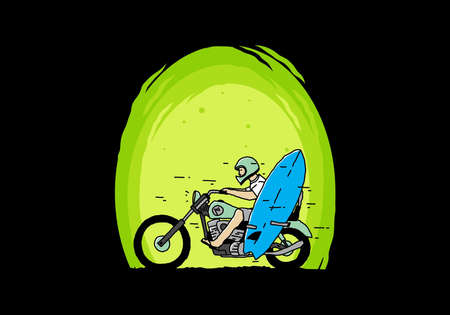 Ride motorcycle with surfing board illustration designのイラスト素材