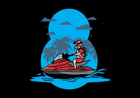 outdoor activity jet sky sport on the beach illustration designのイラスト素材