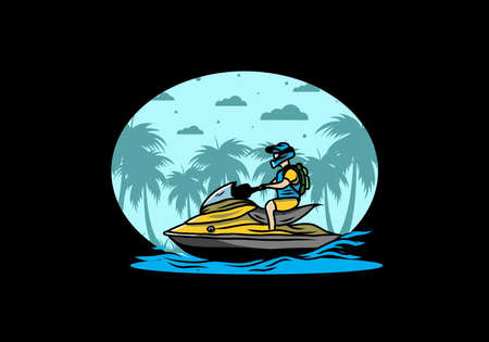 outdoor activity jet sky sport on the beach illustration designのイラスト素材