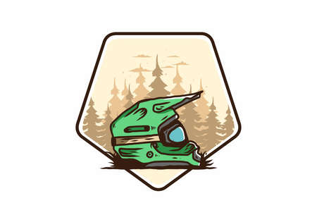 Colorful outdoor motocross trail helmet illustration designのイラスト素材