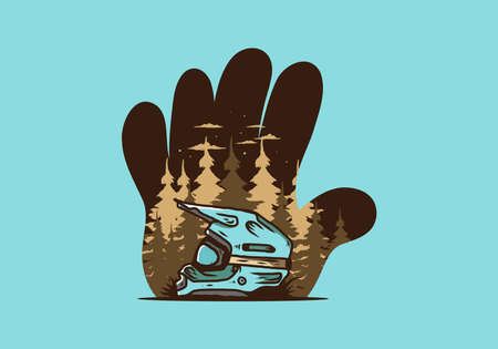 Colorful outdoor motocross trail helmet illustration designのイラスト素材