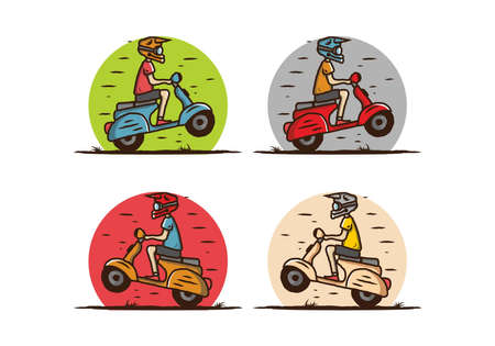 Colorful illustration design of the standing scooterのイラスト素材