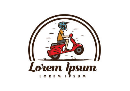 Colorful illustration design of the standing scooterのイラスト素材