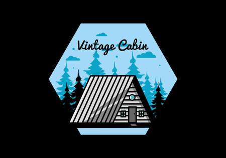 Illustration design of a vintage wood cabinのイラスト素材