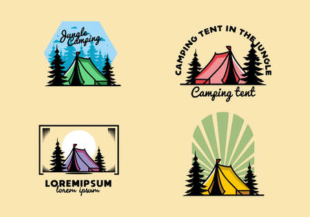 Illustration badge design of a Big camping tentのイラスト素材