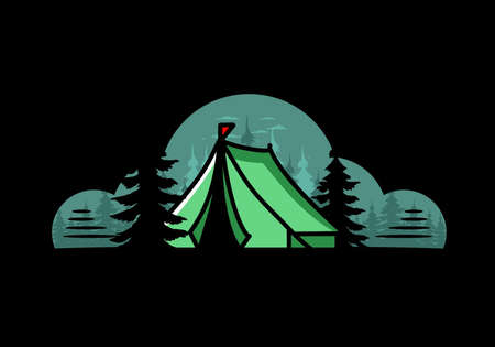 Illustration badge design of a Big camping tentのイラスト素材