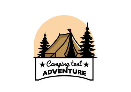 Illustration badge design of a Big camping tentのイラスト素材