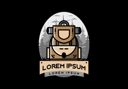 Illustration design of a simple camping bagのイラスト素材