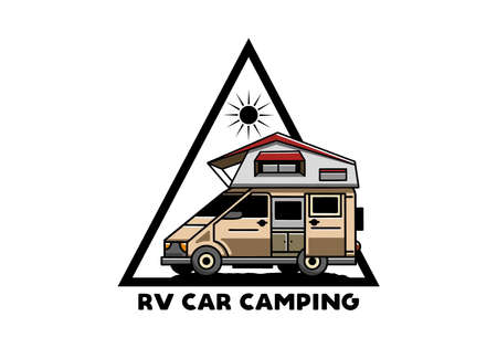 Illustration design of a camping on roof carのイラスト素材