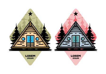 Illustration design of a triangle wood cabinのイラスト素材