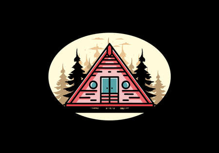 Illustration design of a triangle wood cabinのイラスト素材