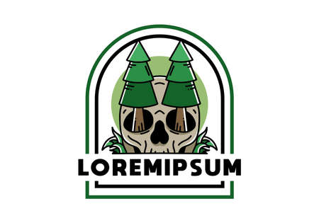 Illustration design of a pine trees stuck in skullのイラスト素材