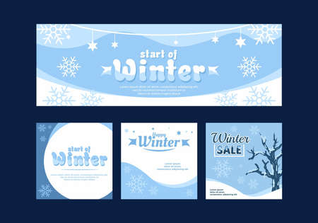 Blue color of winter season banner design for website or social media adのイラスト素材