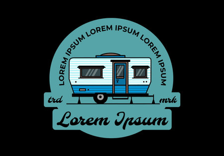Teardrop van camper for camping illustration badge designのイラスト素材