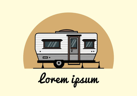 Teardrop van camper for camping illustration badge designのイラスト素材