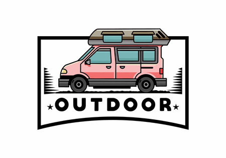 Colorful Van camper illustration badge designのイラスト素材