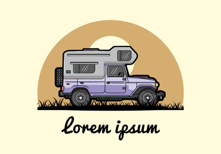 Stocky camper car illustration badge designのイラスト素材