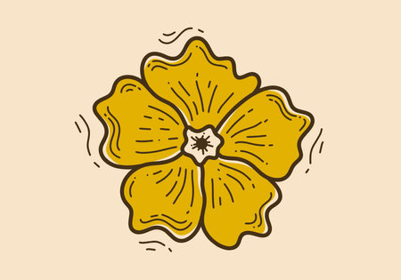 Brown yellow color design of a blooming flowerのイラスト素材