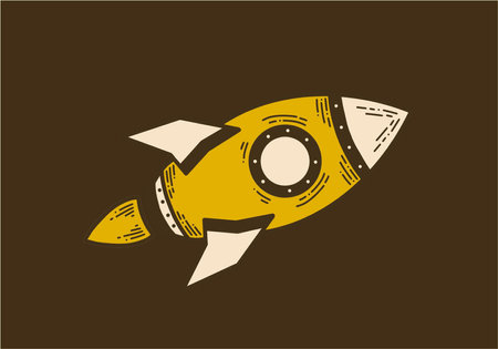 Vintage art illustration drawing of a flying rocketのイラスト素材